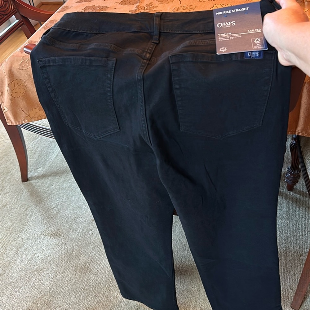 Chaps mid rise straight black jeans 14S